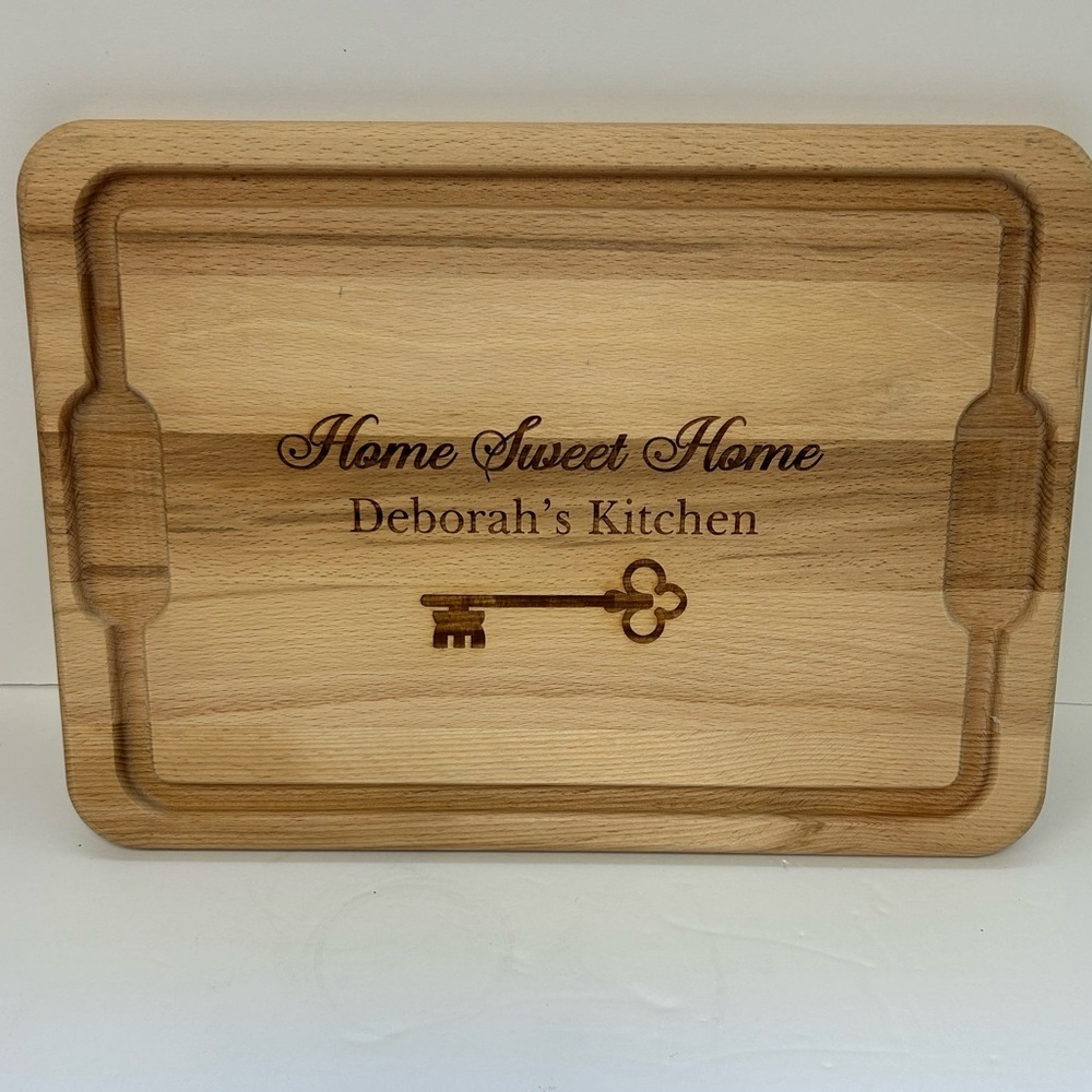 Key To Our Home Personalized Hardwood Cutting Board- 12x17 - name DEBORAH